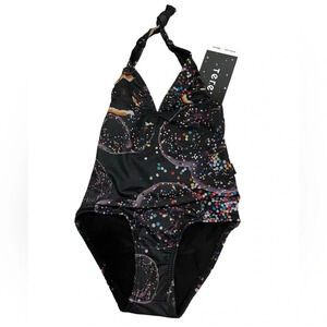NWT Terez Kids Chocolate Pretzels Swimsuit 2T